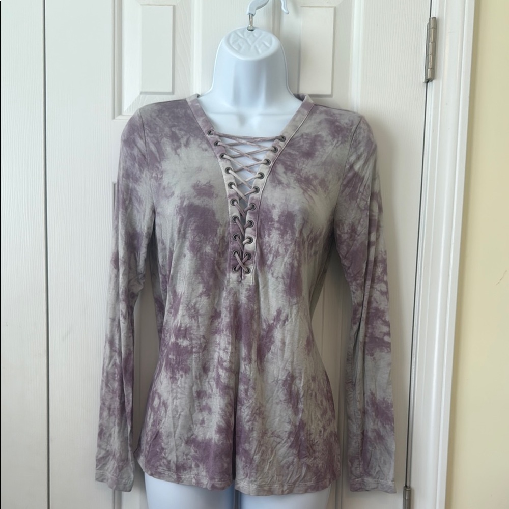 Women's Lace-Up Tie-Dye Top